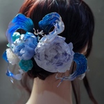 【芍薬・髪飾り】*波と芍薬の髪飾り*【布花・ディップアート】