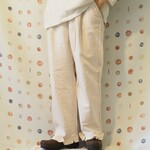 ☆SALE☆フリルタックイージーパンツ / やわらかコットンデニム / ホワイト