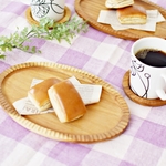 木のお皿 リムプレート 楕円 （木製 チーク 手彫り 天然 無垢 北欧 オシャレ カフェ ケーキ皿 パン皿）