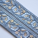 インド刺繍リボンᢂ 【ブルー】インド刺繍/刺繍リボン/刺繍/リボン/シルクリボン/トリム/ブレード/ジャガードリボン/チロリアンテープ/レース/チュール