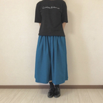 在庫限り＊セルリアンブルー ギャザースカート