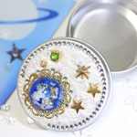 青　White clouds　小物入れ　★雲と猫と薔薇と星　５５ｍｍ