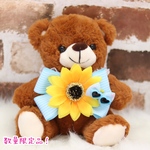 ひまわり🌻×ストライプビッグリボンシュシュ💖サングラス付き❣️水色