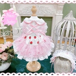 とってもキュートなレース苺ドレスワンピース　Princessdress　犬服　猫服　ペット　エプロン