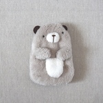 【再販】もふもふ動物ぬいぐるみポーチ（グレージュくま）