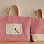 手刺繍レッスンバッグ&上履き入れセット・入園入学（ウサギ）