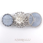 青空とモチーフビジュー　シルバーミニバレッタ＊送料無料＊6㎝バレッタ ヘアアクセサリー#minne_new 初夏