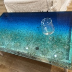 new センターテーブル コーラルリーフ　珊瑚礁の海 波紋　サンゴ  海テーブル　水紋　