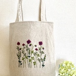 花の刺繍＊赤いお花のトートバッグ