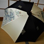 絞りと手描きの花模様・日傘（傘袋付き）