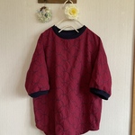 サークル刺繍綿麻のリブプルオーバー