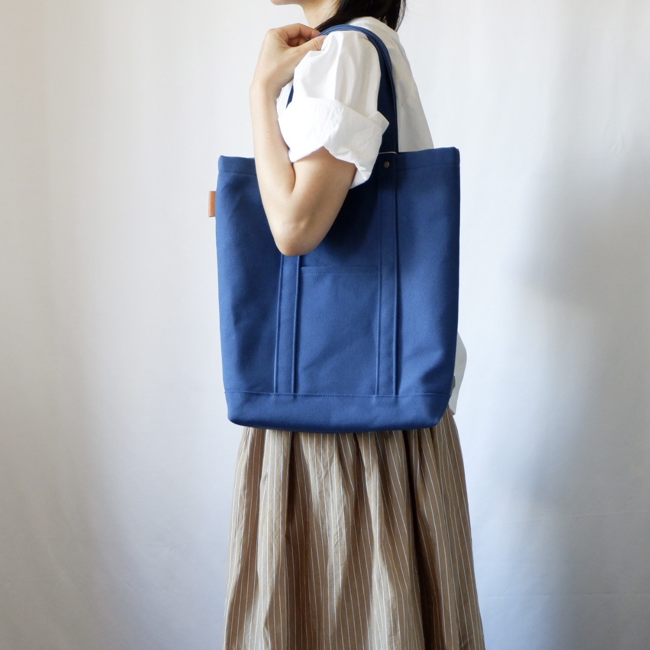 ハンドメイド、トートバック、倉敷帆布、シンプル、バイカラー、縦長 ハンドメイド、トートバック、倉敷帆布、シンプル、バイカラー