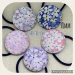 【限定セット】リバティ ペタルウィッシュ くるみボタン ヘアゴム 38mm×5③