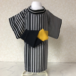 再販　浴衣 小粋ストライプ黒(完成品)