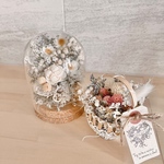 【送料無料】ドライフラワー（ホワイト）ボトルフラワー&ミニ花かご