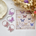 ♡新色♡ キッズ オーガンジー 刺繍 バタフライ ヘアゴム 2本セット lavender