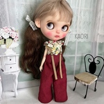 ブライス　アウトフィット　リバティ【 エリザベス】ブラウス&麻の吊りパンツ　ハンドメイド　服