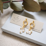  "Whitemoonstone×quartz..circle" サージカルステンレス ホワイトムーンストーン クォーツ ピアス ☽