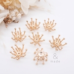 【4個】16mmメタル花芯　ゴールド　穴有り　貼り付け　大きめ　センターパーツ　メタルフラワー