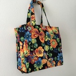 カラフル蝶とお花のエコバッグ、色とりどり蝶々と花のタイト・アンド・タイディ・トートバッグ; Vibrant Butterfly Tight ‘n’ Tidy Tote Bag; eco bag
