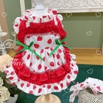いちご可愛いふりふりエプロンワンピース　犬服　猫服　ペット用品　