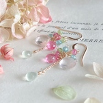 ＊再販＊【14kgf】ローズクォーツ×彩り天然石＊ピアス