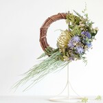 ＊wild&elegant＊瑞々しいボタニカルリース/約30cm×30㎝/玄関リース・ドアリースにピッタリなアーティフィシャルフラワーリース /サマーリース・夏リース    