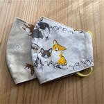 【再販】Q88 大人用立体マスク布マスク  可愛いコーギー　犬柄と鳥　×  かぐや姫　ハンドメイド