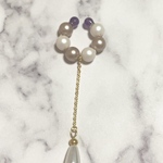 ✨全品20％OFF中✨ホワイトラベンダーのイヤーカフ　チェーン付き