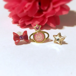 守護星とリボンのピアス3点セット