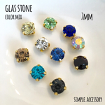 35個セット 7mm高品質 ガラスラインストーン 台座付き