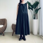 コットンリネン素材ノースリーブワンピース♪ブラックカラー