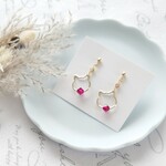 【7月限定！送料無料】ルビー×ねこのピアス/イヤリング