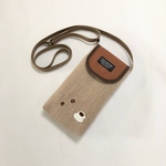 コーヒー好きさんじゃなくても使ってくださいスマホ ポシェット　携帯 ショルダー ポーチ　フェルト刺繍　フラップ