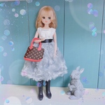 【再販1】【新作】グレーファーワンピ☆リカちゃん☆ブライス☆ハンドメイド 