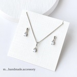 ＊おすすめ2点セット＊ 10月誕生石 小さい オパール の 1粒ピアス / イヤリング & ネックレス、ギフトラッピング込み(送料無料) シルバー