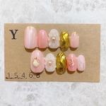 【現品】ぷっくりフラワー　フラワーネイル　成人式　成人式ネイル　振袖ネイル　水彩ネイル　ミラーネイル　ニュアンスネイル　ネイル　ネイルチップ
