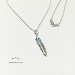 フェザー×ターコイズ×シルバーネックレス