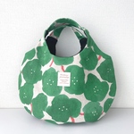 ぺったんこまるbag  フラワー　グリーン