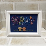 【送料無料】刺繍　フレーム　インテリア　トイプードル　花火