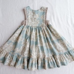 110 フリルピナフォア＊アッシュブルー toile de Jouy 