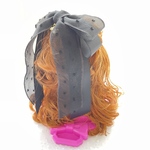 ダブルリボン  ヘアゴム オーガンジー ブラック 大人可愛い 上品リボン コットンパール