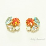 Tangerine×Light blueビジューピアス/イヤリング
