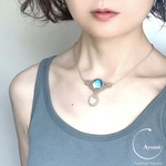 宇宙色♪♪♪ラブラドライトとルチルクォーツの天然石マクラメネックレス