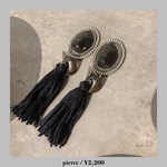 ※専用ページ※silver×黒タッセルピアス【イヤリング交換無料】