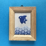 浜千鳥と青海波の刺繍フレーム