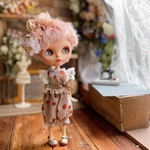 オレンジドットのふんわりセットアップ＋お花のヘッドドレス☆ネオブライス☆