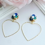 ビジュー＆GOLDハートフープイヤリング