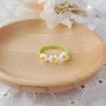 白と黄色🌼 お花のビーズリング③