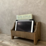 マガジンラック タブレット収納　アンティーク調　卓上 おしゃれ 本棚 筆記用具入れ　木製 スリム 北欧 絵本棚　ダークブラウン